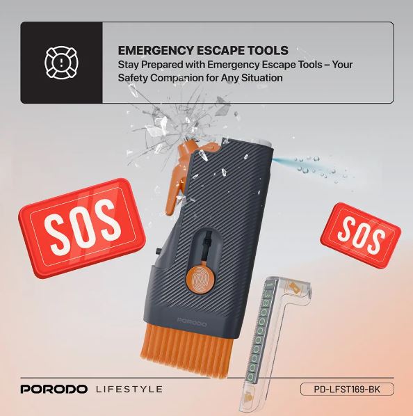 Porodo Lifestyle Vehicle Emergency Safety Kit - Black
