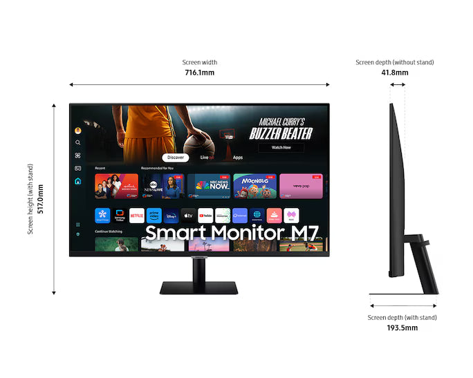 Samsung 32" M70D Smart Screen for Multi Device Experience