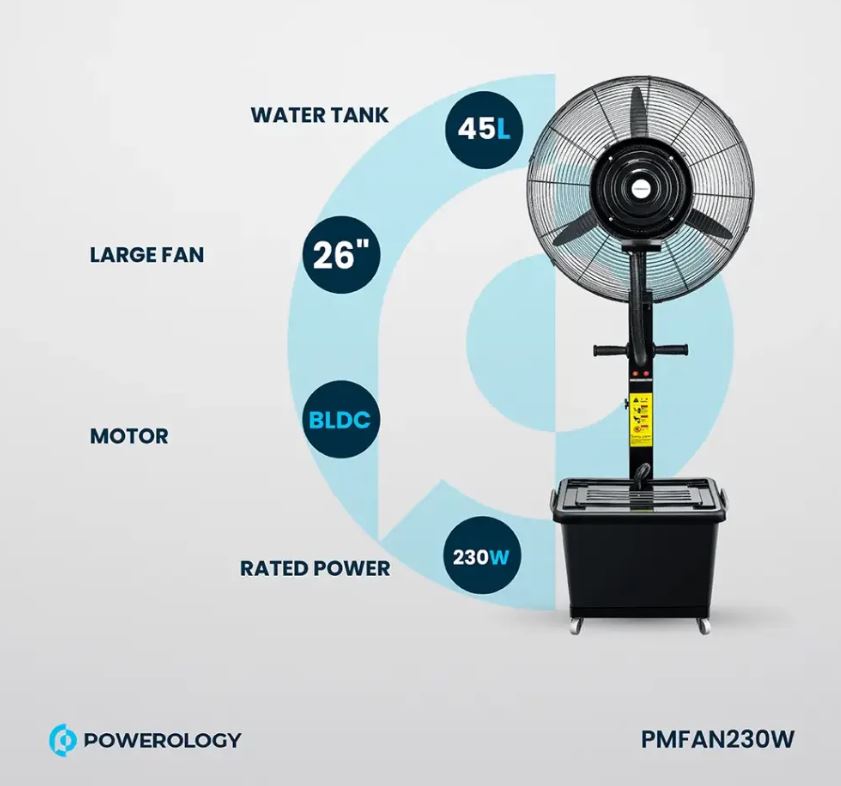Powerology Industrial Fan Mist Spray & Humidifier