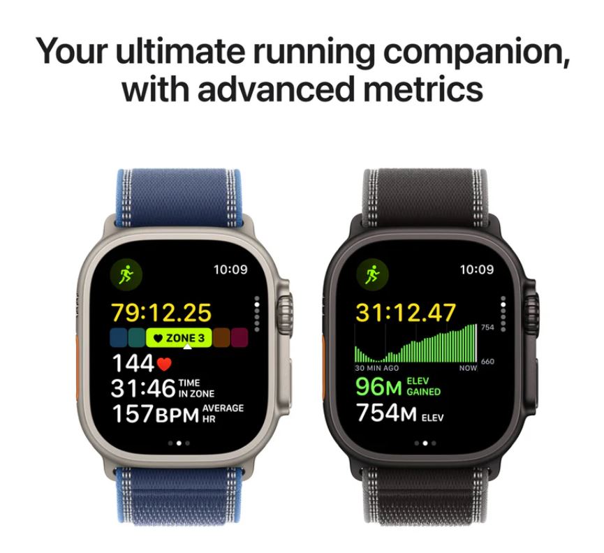 Apple Watch Ultra 3 GPS + Cellular 49mm Black Titanium Case with Black/Charcoal Trail Loop – S/M