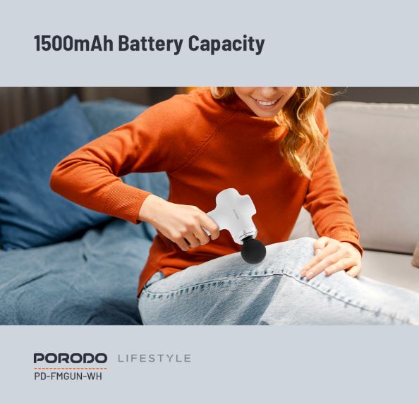 Porodo Lifestyle Precision Handheld Massager 4 Interchangeable Head White