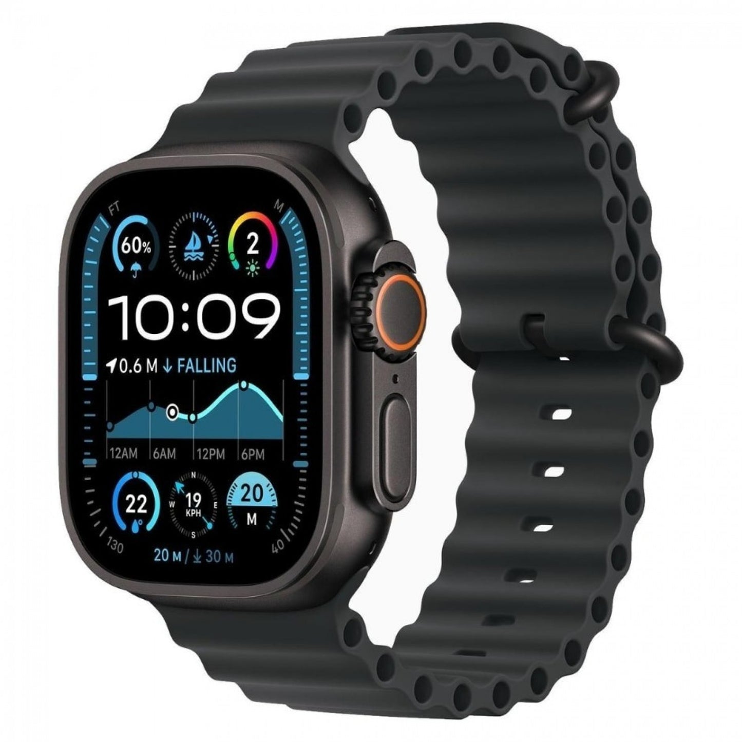Apple Watch Ultra 2 - 49mm Black Titanium Case with Ocean Band Black -GPS + Cellular | MX4P3QA/A