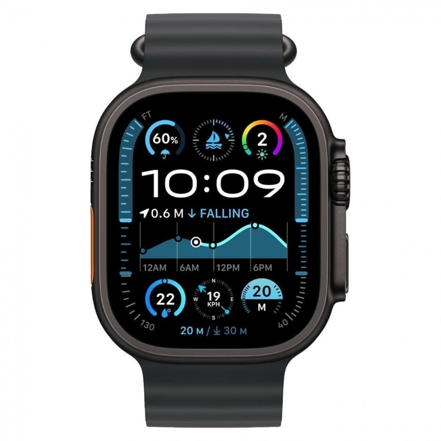 Apple Watch Ultra 2 - 49mm Black Titanium Case with Ocean Band Black -GPS + Cellular | MX4P3QA/A
