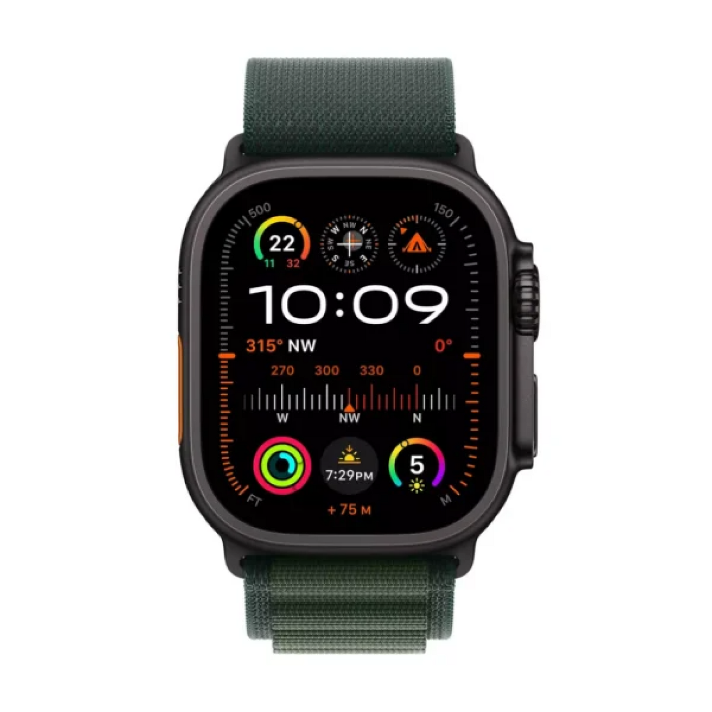 Apple Watch Ultra 2 - 49mm Black Titanium Case with Dark Green Alpine Loop - Band -GPS + Cellular | MX4R3QA/A