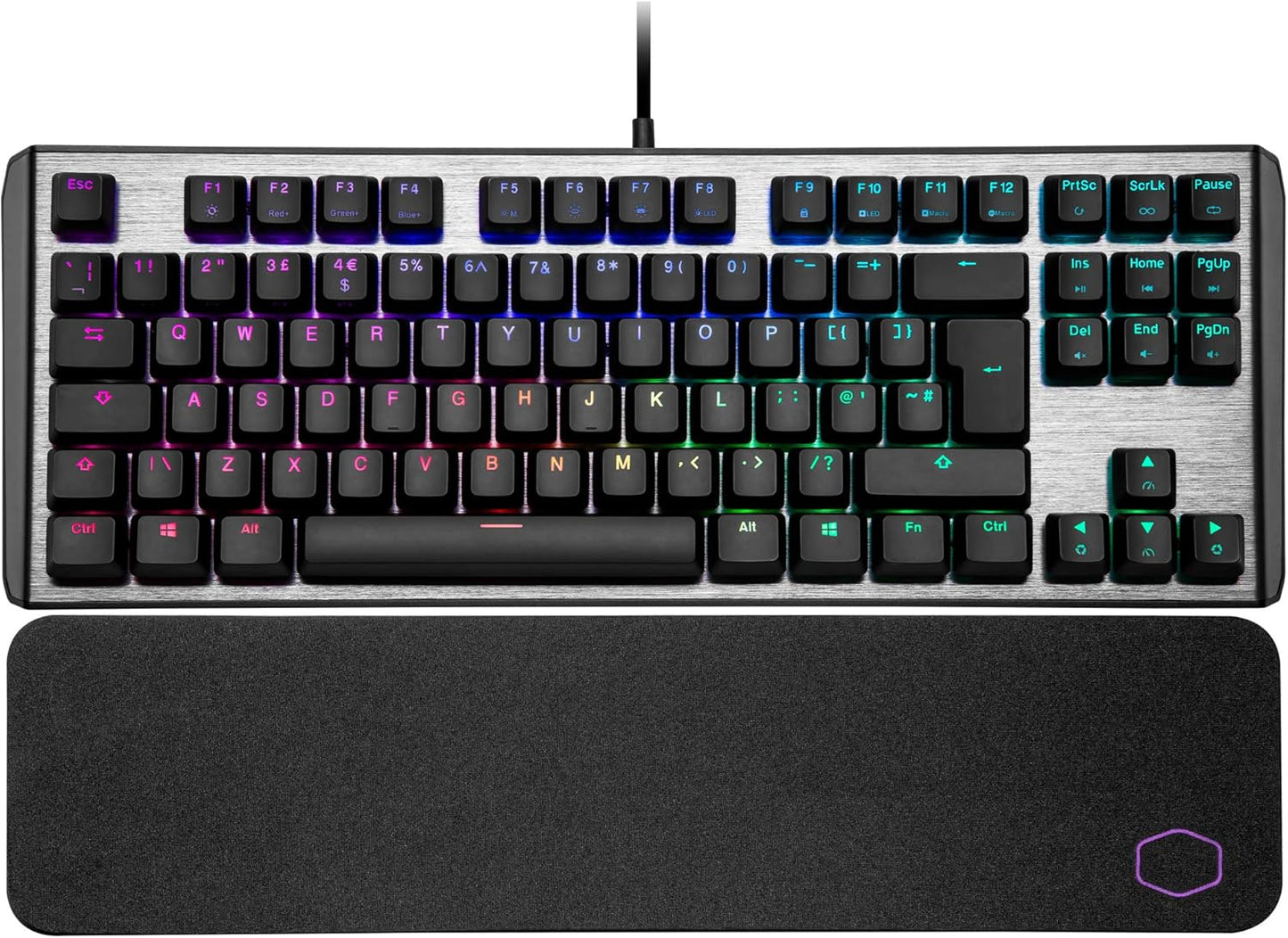 لوحة مفاتيح ميكانيكية للألعاب كولر ماستر CK530 V2 بدون مفاتيح، مفتاح أحمر، مع إضاءة خلفية RGB، وعناصر تحكم سريعة، ولوحة علوية من الألومنيوم، تصميم عربي - إنجليزي، أسود | CK-530-GKTR1