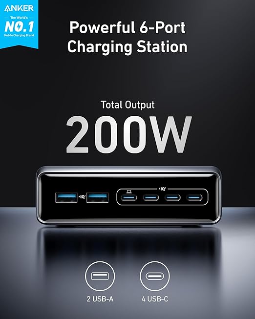Anker Prime Charger (200W, 6 Ports, GaN) and Anker Prime Silver