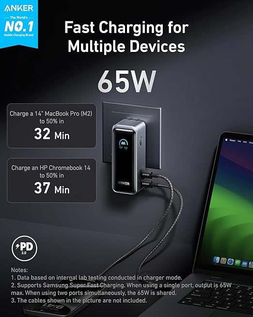 Anker Prime Power Bank (9.6K, 65W, Fusion) - Black