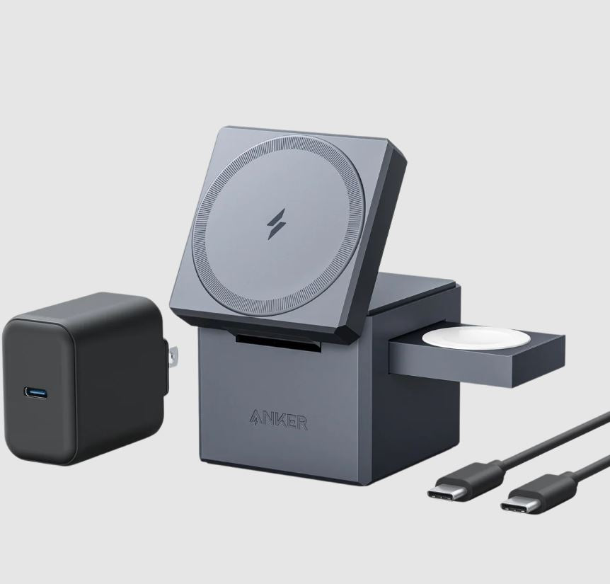 Anker 3-in-1 Cube with MagSafe Wireless Charger Gray