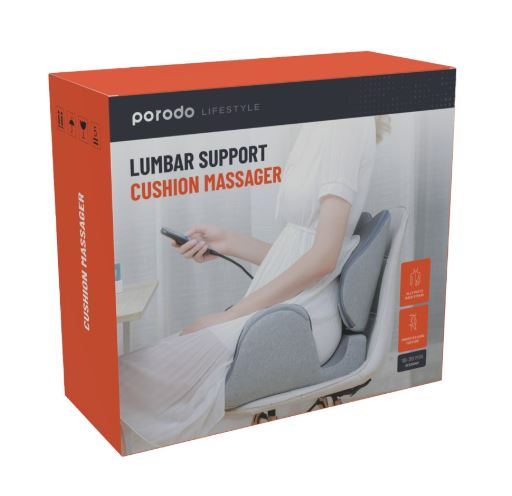 Porodo Lifestyle Lumbar Support Cushion Massager Gray