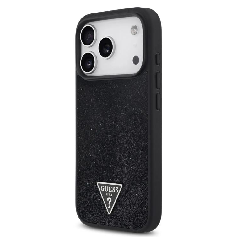 Guess MagSafe PU Leather Fixed Glitter Case With Triangle Logo-iPhone 17 Pro Max