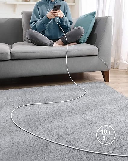 Anker USB-C to USb-C Cable (10ft/3m, 100W, Braided) Silver