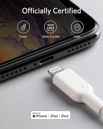 Anker Powerline II Lightning to USB-A Cable (3ft/0.9m) White