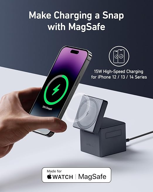 Anker 3-in-1 Cube with MagSafe Wireless Charger Gray