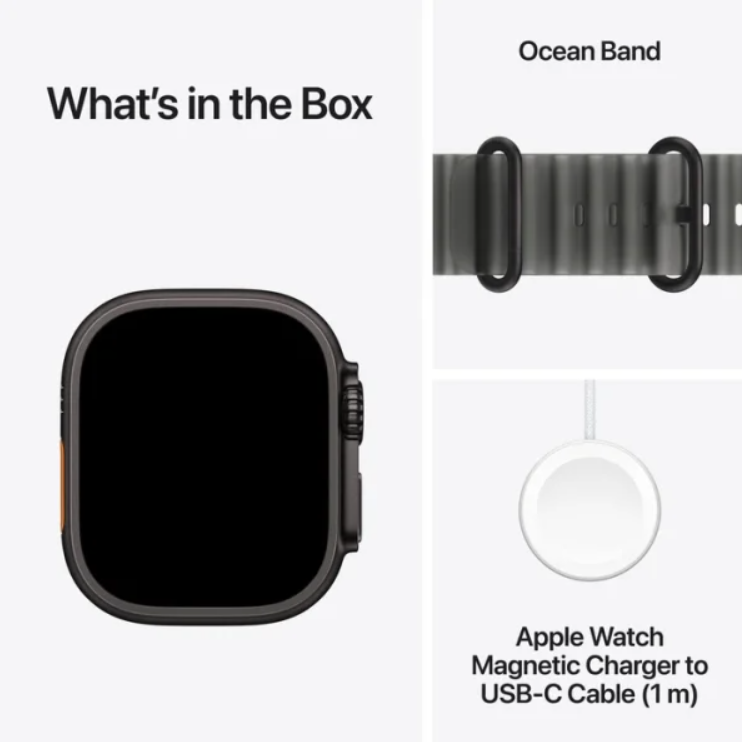 Apple Watch Ultra 4 GPS + Cell 49mm Natural Titanium Case with Translucent Black Ocean Band