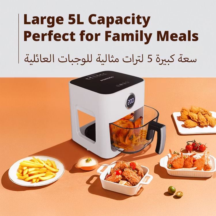 Porodo Lifestyle 5L Glass Pot Air Fryer