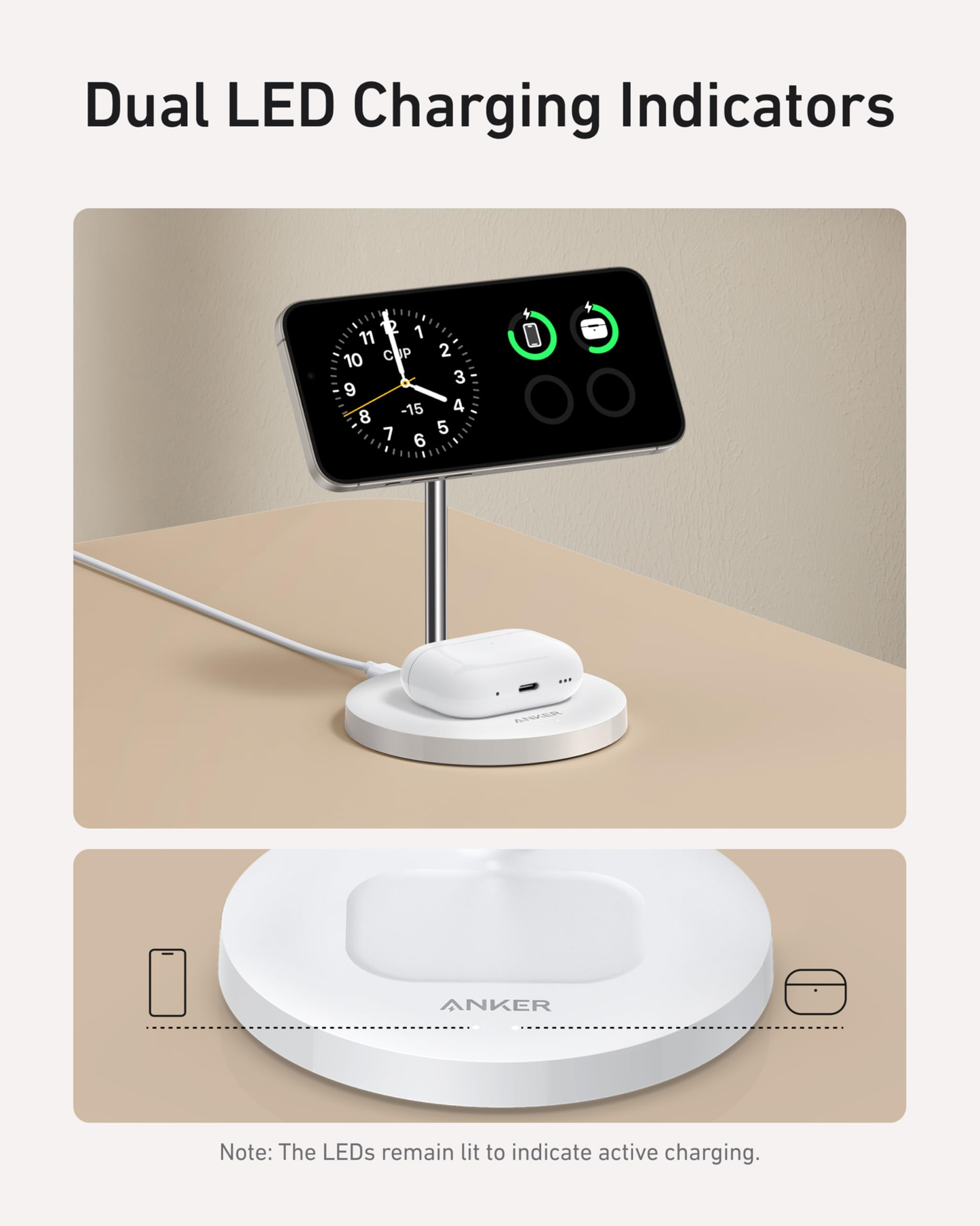 Anker MagGo Wireless Charger (2-in-1 Stand) 15W White
