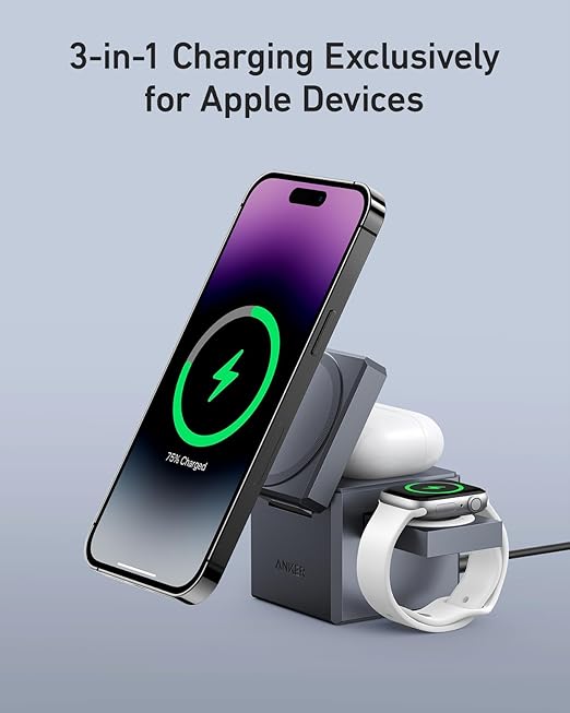 Anker 3-in-1 Cube with MagSafe Wireless Charger Gray