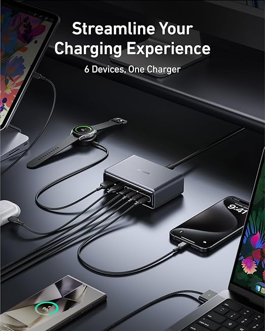 Anker Prime Charger (200W, 6 Ports, GaN) and Anker Prime Silver