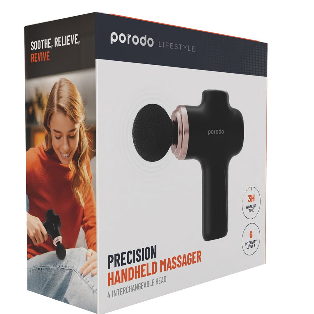 Porodo Lifestyle Precision Handheld Massager 4 Interchangeable Head