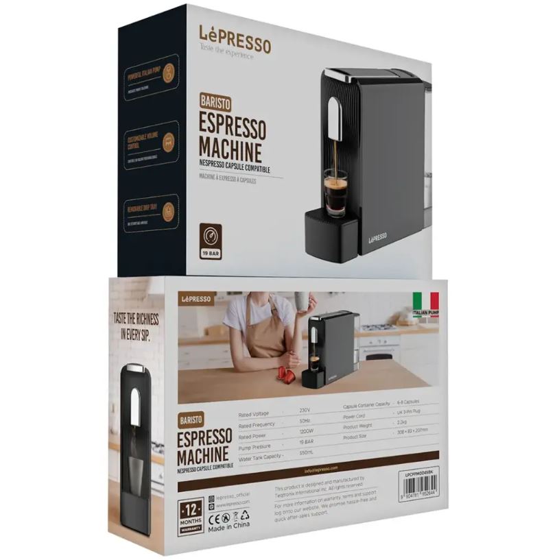 Lepresso Baristo Espresso Machine Nespresso Capsule Compatile – Black