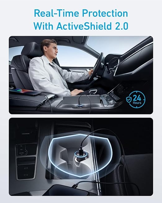 Anker USB C Car Charger Adapter, 52.5W Cigarette Black