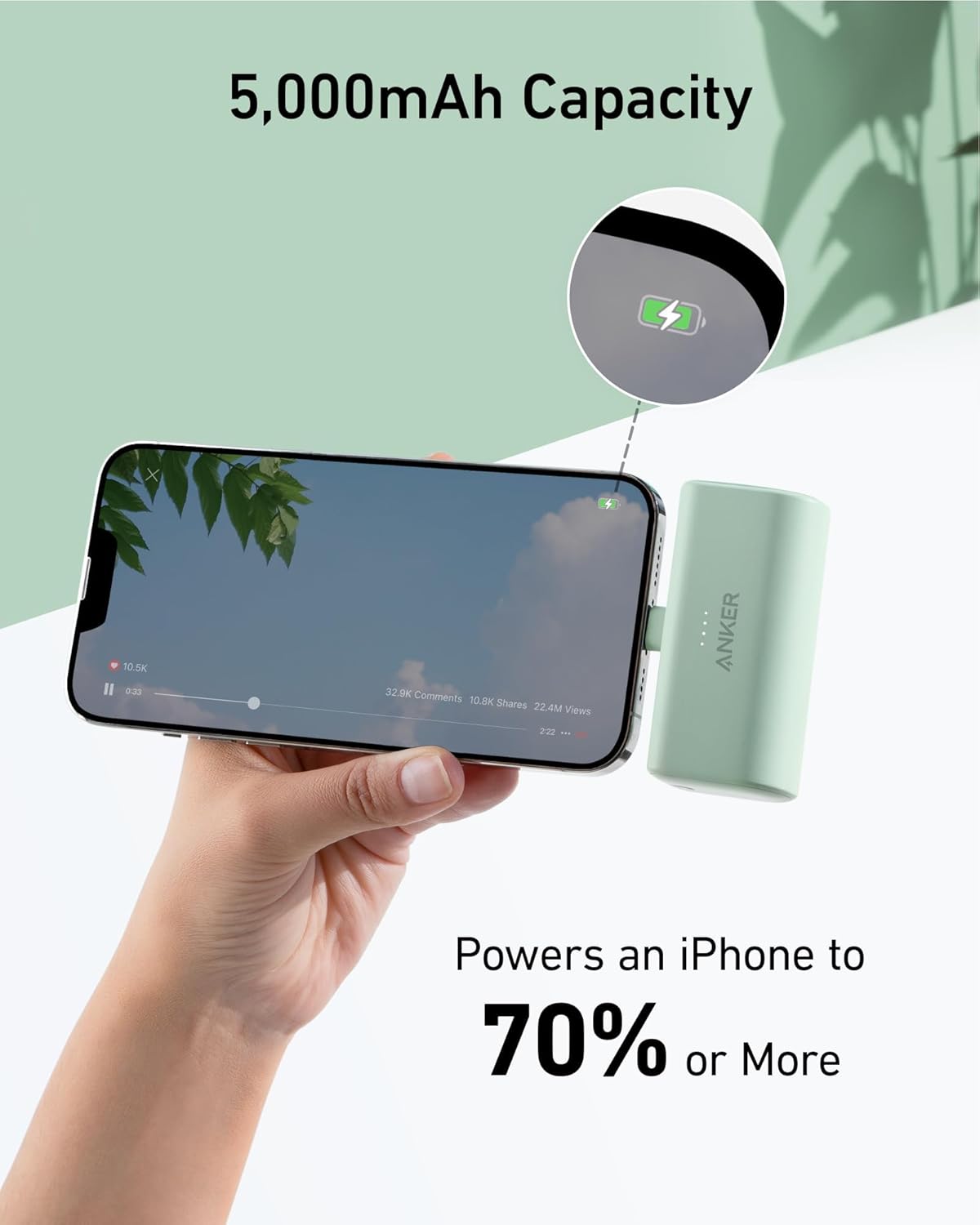Anker Nano Power Bank (12W, Built-In Lightning Connector)