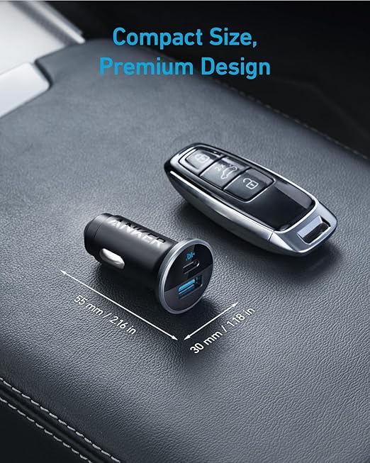 Anker USB C Car Charger Adapter, 52.5W Cigarette Black
