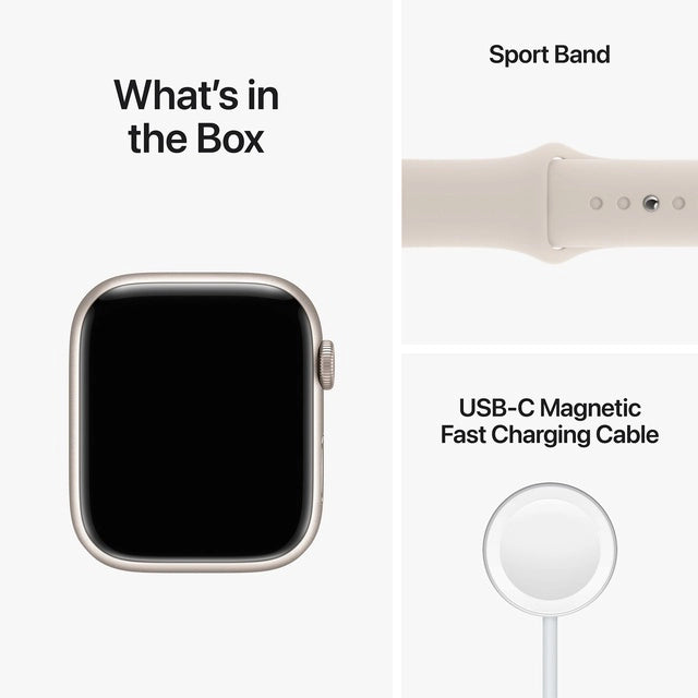 Apple Watch Series 8 GPS Smartwatch, 45 mm Starlight Aluminium Case with Starlight Sport Band