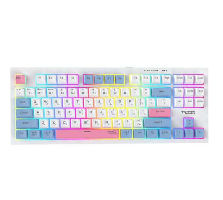 Twisted Minds Spectrum Pro Series 75% Compact Size 87 keys Wireless Membrane Keyboard - (English / Arabic) Layout