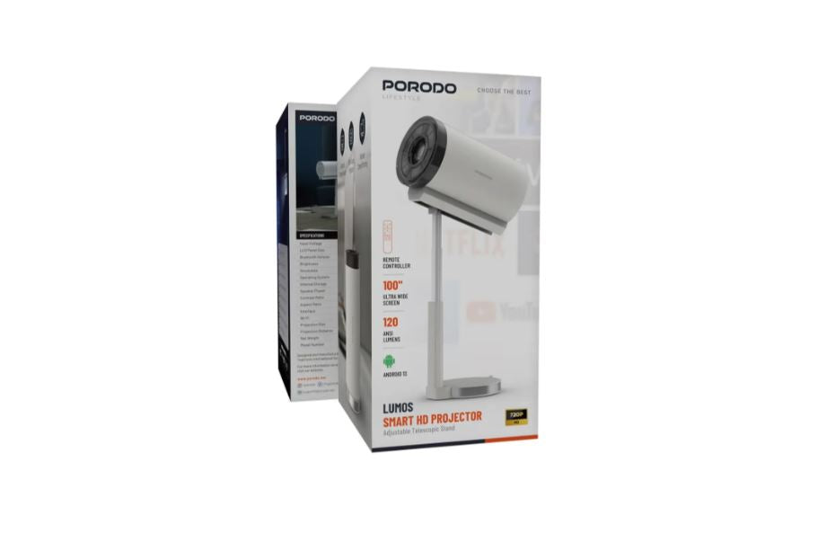Porodo Lifestyle Lumos Smart HD Projector - White