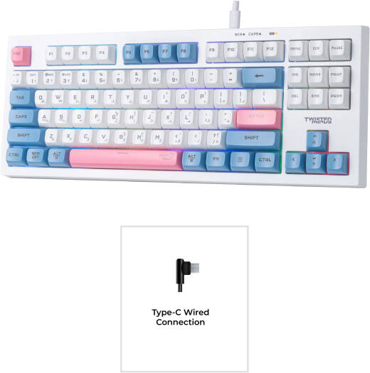 Twisted Minds Spectrum Pro Series 75% Compact Size 87 keys Wireless Membrane Keyboard - (English / Arabic) Layout