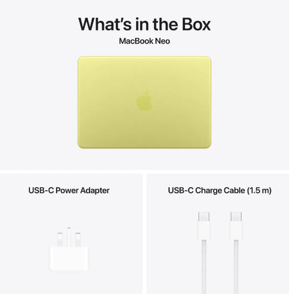 13-inch MacBook Neo A18 Pro chip 6‑core CPU 5‑core GPU 8GB 512GB SSD-Citrus