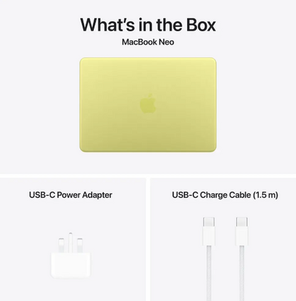 13-inch MacBook Neo A18 Pro chip 6‑core CPU 5‑core GPU 8GB 512GB SSD-Citrus