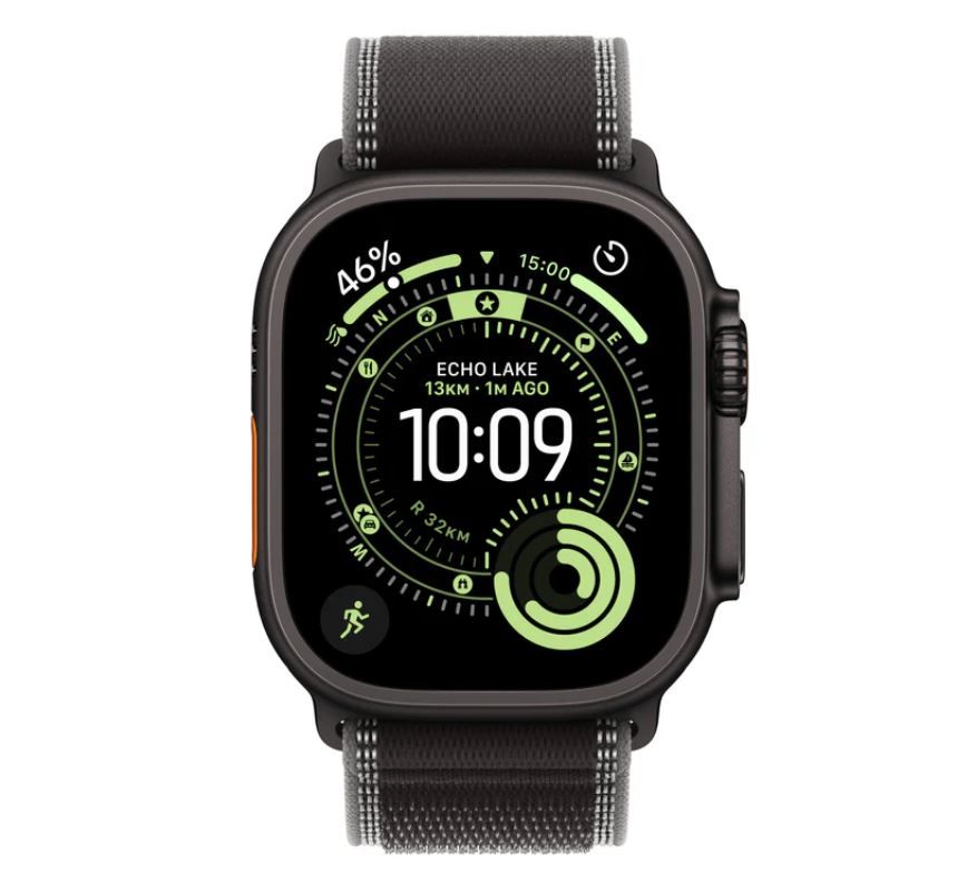 Apple Watch Ultra 3 GPS + Cellular 49mm Black Titanium Case with Black/Charcoal Trail Loop – M/L