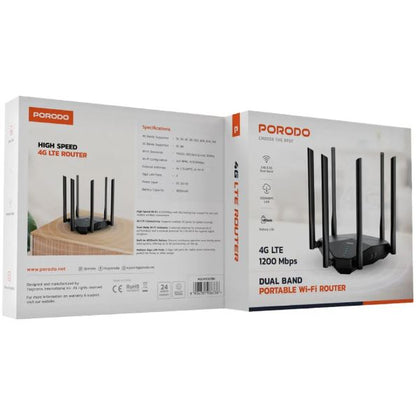 Porodo Dual Band Portable Wi-Fi Router - Black