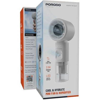 Porodo Lifestyle Cool & Hydrate Mini Fan & Humidifier - White