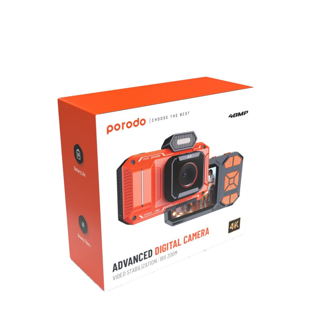Porodo Advanced Digital Camera Video Stabilization & 18x Zoom-red