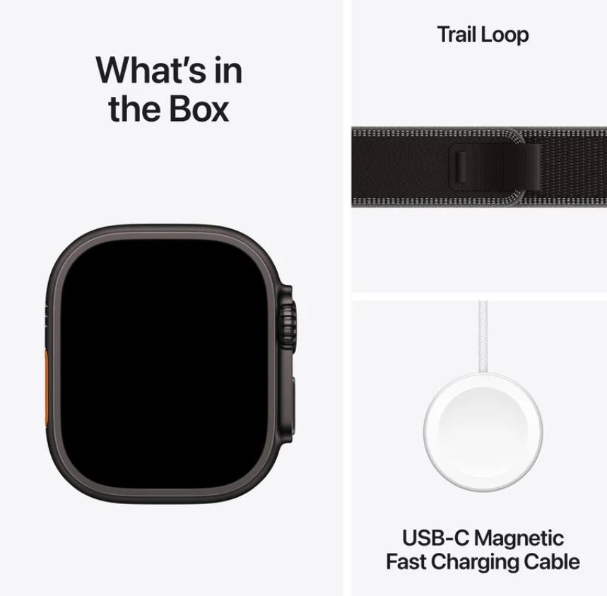 Apple Watch Ultra 3 GPS + Cellular 49mm Black Titanium Case with Black/Charcoal Trail Loop – M/L
