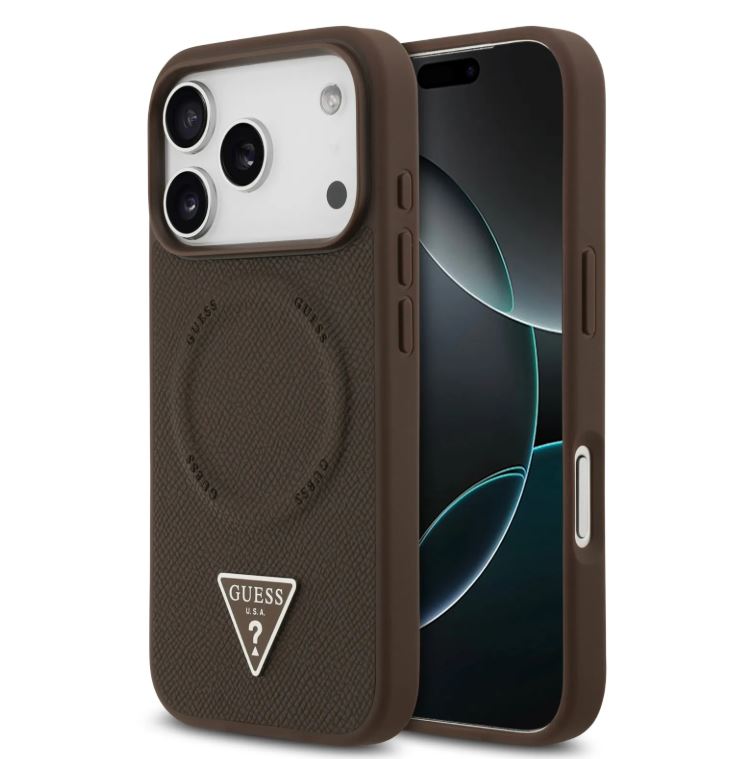 Guess MagSafe PU Leather Case With Triangle Logo-iPhone 17 Pro