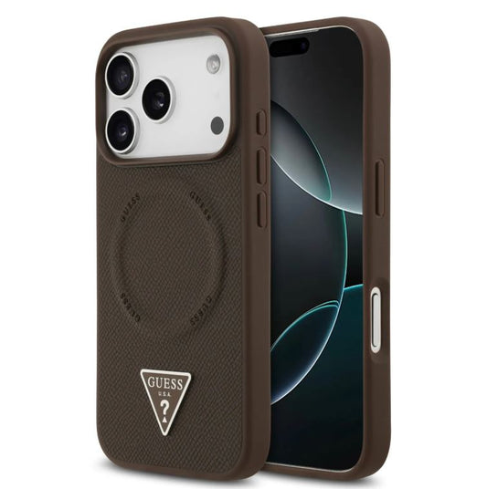 Guess MagSafe PU Leather Case With Triangle Logo-iPhone 17 Pro