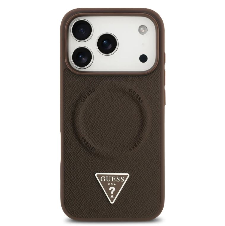 Guess MagSafe PU Leather Case With Triangle Logo-iPhone 17 Pro