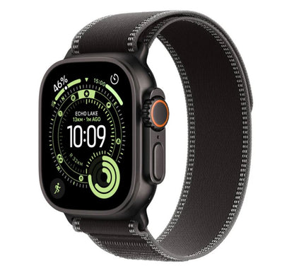 Apple Watch Ultra 3 GPS + Cellular 49mm Black Titanium Case with Black/Charcoal Trail Loop – S/M