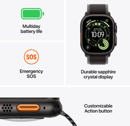 Apple Watch Ultra 3 GPS + Cellular 49mm Black Titanium Case with Black Titanium Milanese Loop – Medium