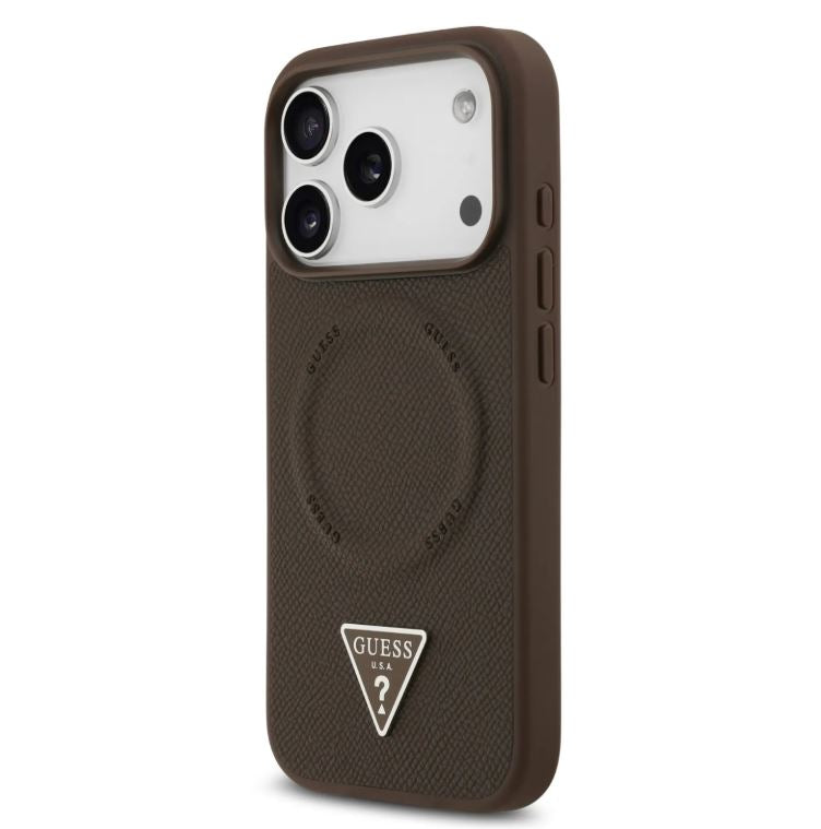 Guess MagSafe PU Leather Case With Triangle Logo-iPhone 17 Pro