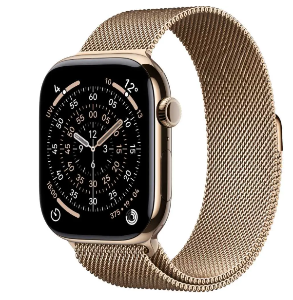 Apple Watch Series 11 GPS + Cellular 42mm Gold Titanium Case with Gold Milanese Loop