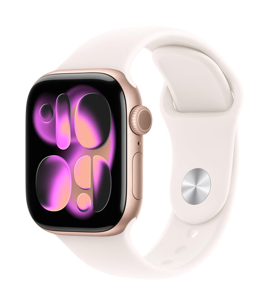 Apple Watch Series 11 GPS 46mm Rose Gold Aluminium Case with Light Blush Sport Band – S/M