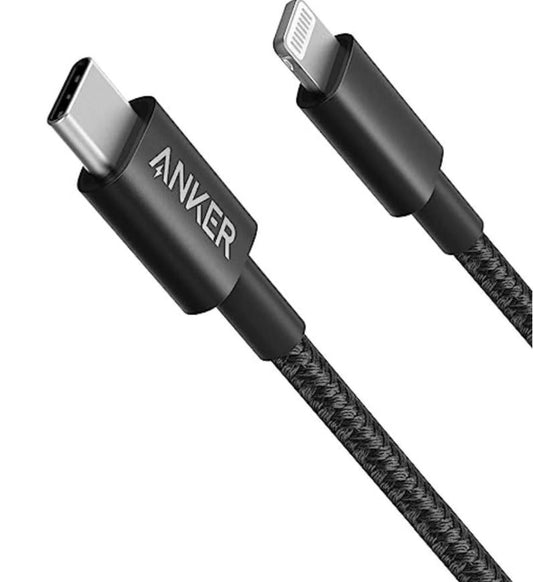Anker USB-C to Lightning Cable  (6ft/1.8m, New Nylon ) Black