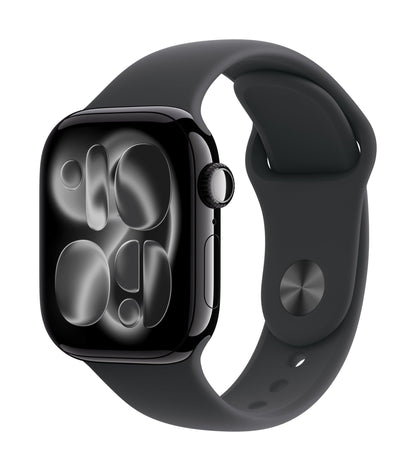 Apple Watch Series 11 GPS 46mm Jet Black Aluminium Case with Black Sport Band – S/M