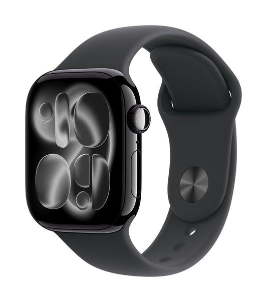 Apple Watch Series 11 GPS 46mm Jet Black Aluminium Case with Black Sport Band – S/M