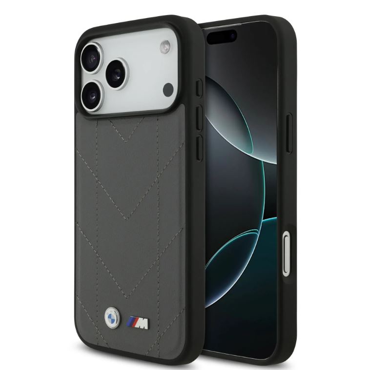 BMW MagSafe PU Quilted Leather Case With Metal Logo-iPhone 17 Pro Max